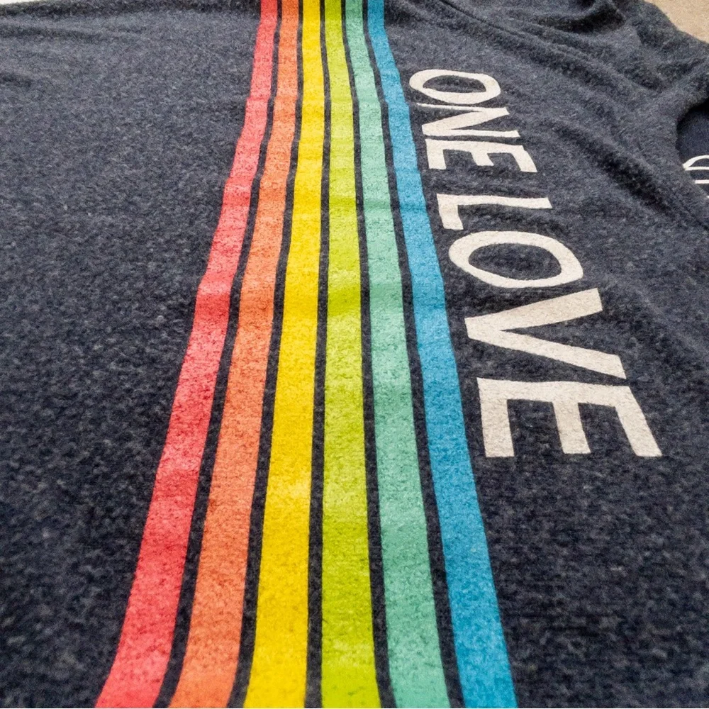 Chaser Sweatshirt Top One Love Rainbow Long Sleeve Stripe S - Picture 11 of 11